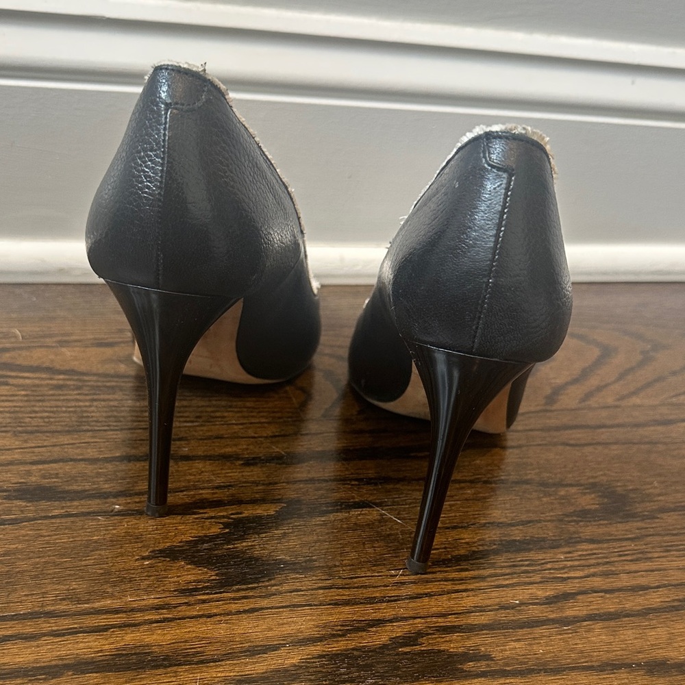 IRO Elegant Black Leather Women's Heels love the white fringe around it - Picture 6 of 12